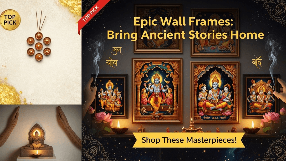 epic Indian wall frames in a spiritual home decor setting