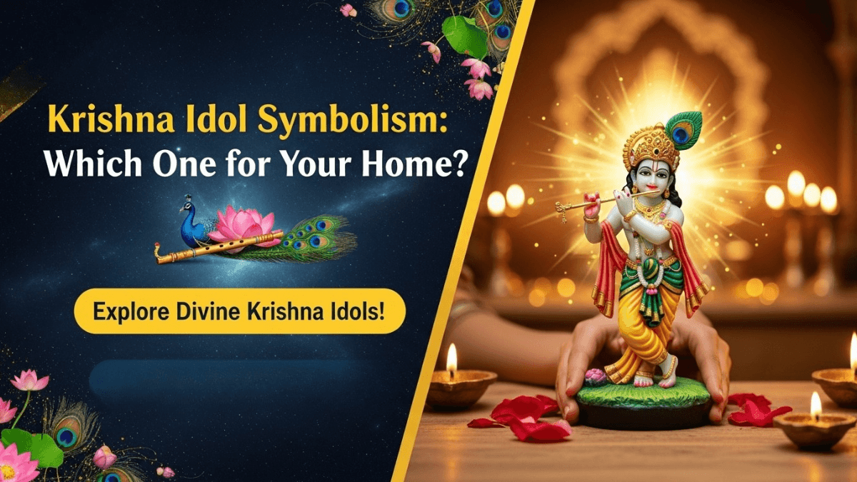 Krishna idol symbolism displayed in a spiritual home setting