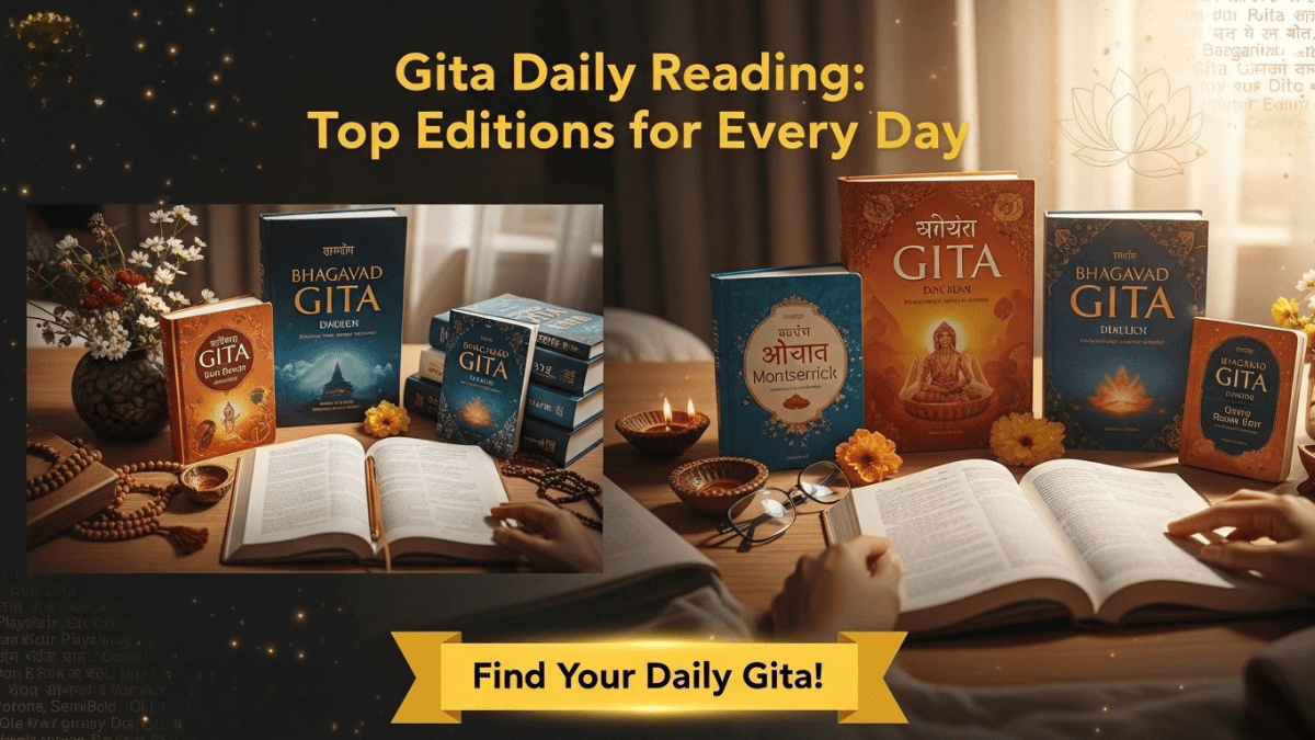 Gita daily reading edition in a peaceful home setting