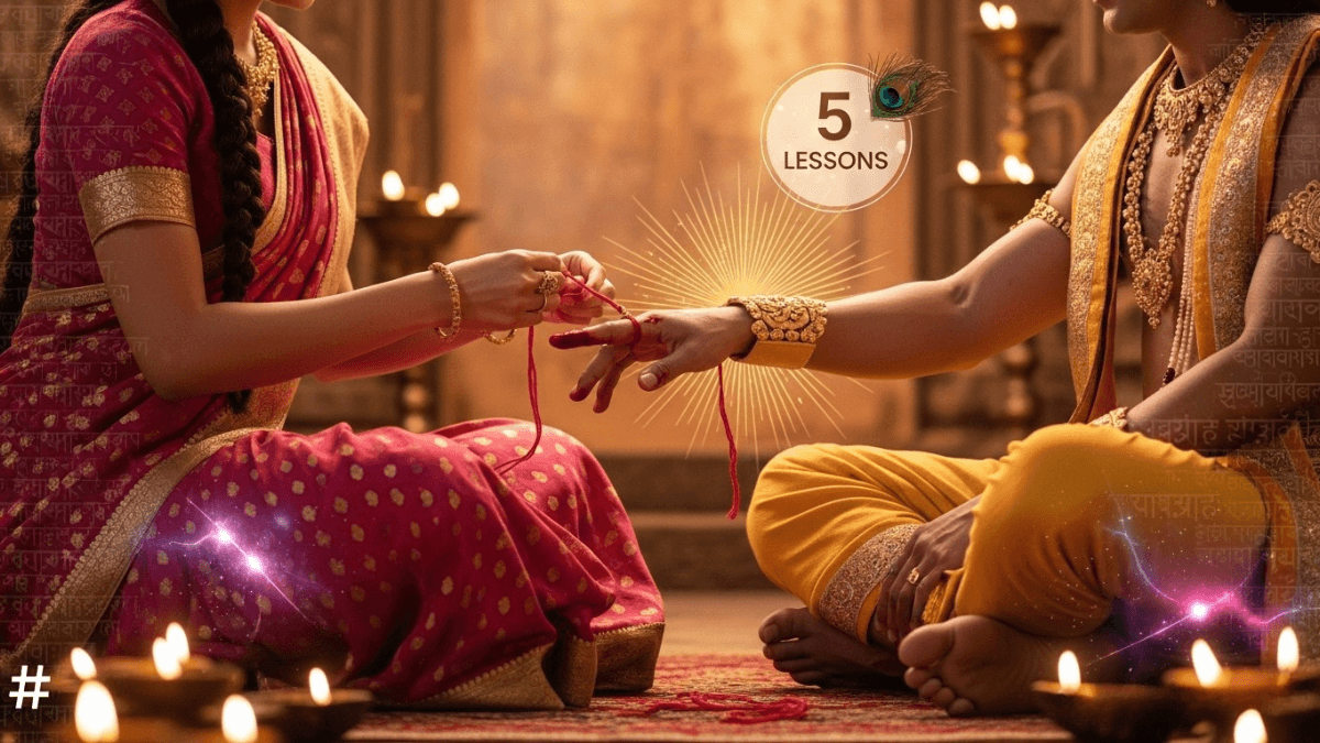 Draupadi Krishna Rakhi story with Rakhi ritual and divine friendship lesson
