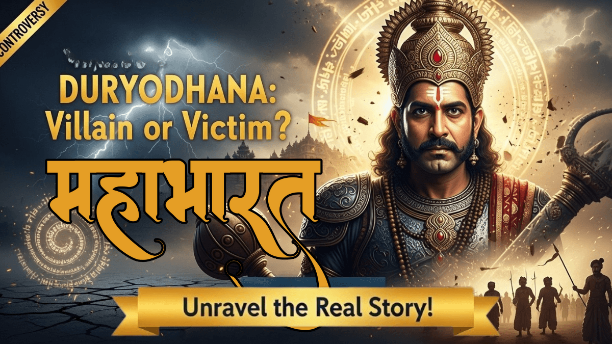 Duryodhana real story , Mahabharata prince in dark-gold armor and crown, dramatic lighting, Hastinapur palace background, epic mythological scene